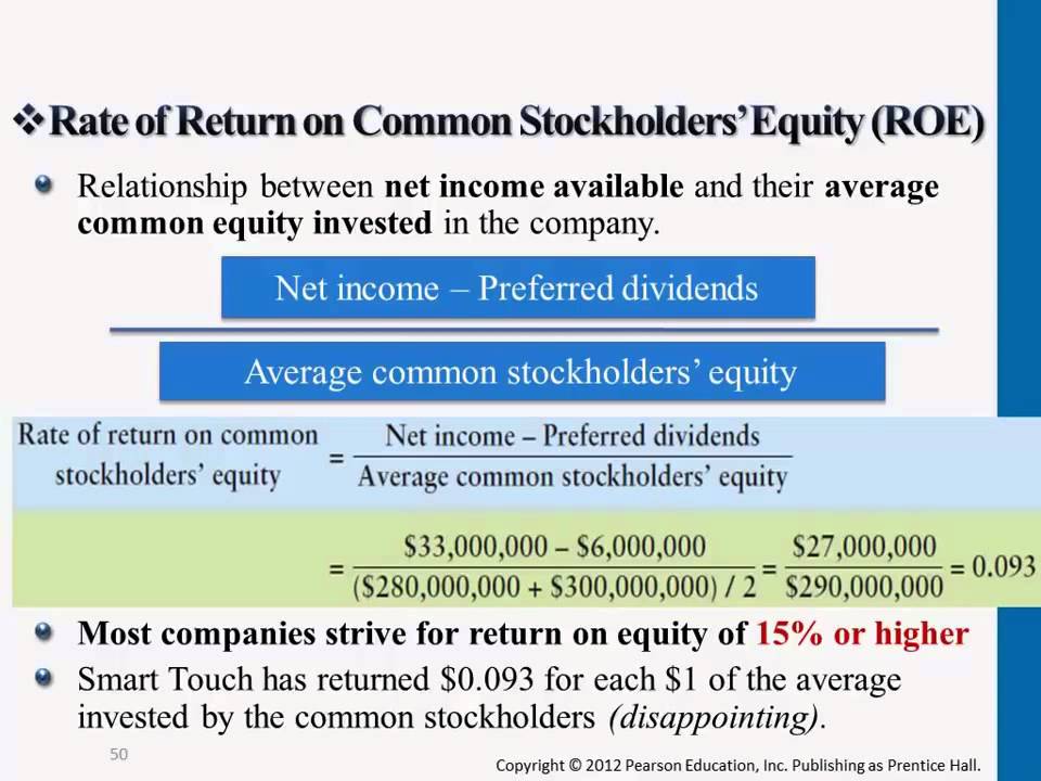 Rate of Return on Common Stockholder's Equity (ROE) - YouTube - How To Calculate Average Common Stockholders Equity