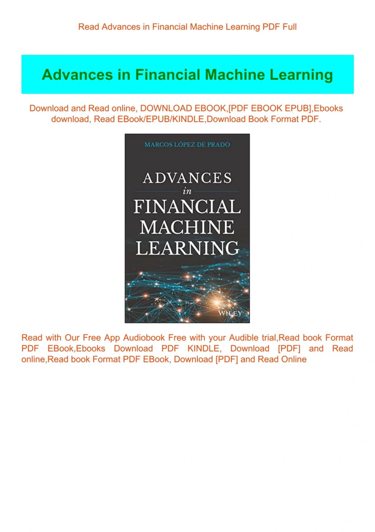 Advances In Financial Machine Learning Pdf