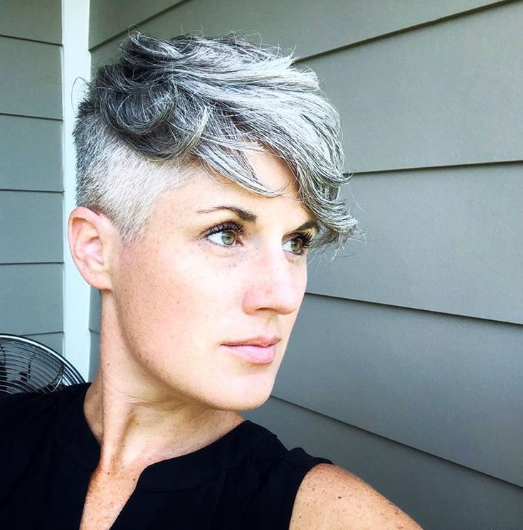 Edgy Salt And Pepper Pixie Cut