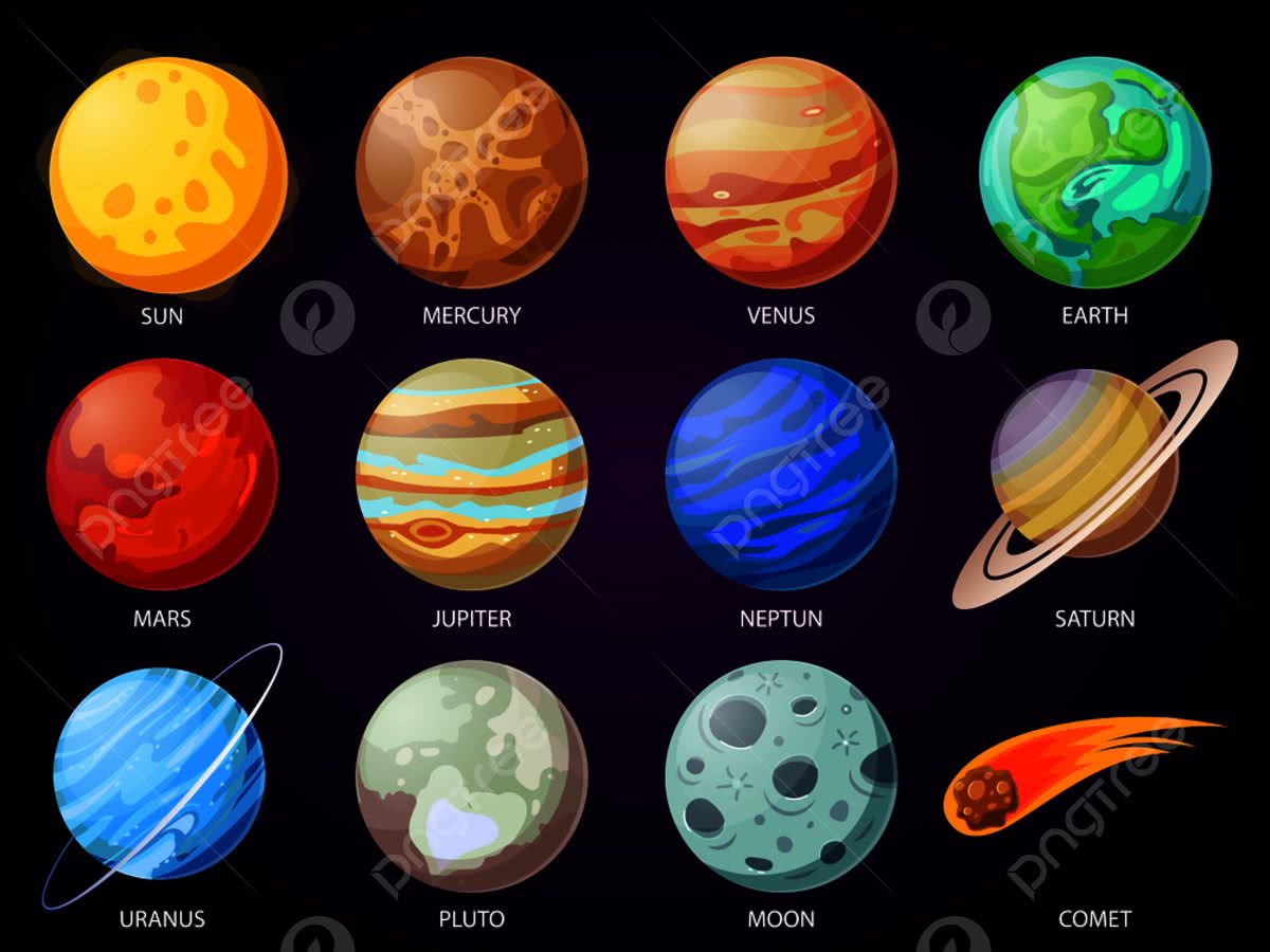 Solar System Planets Vector Design Images, Cartoon Solar System Planets - Planet Of The Apes Trading Cards