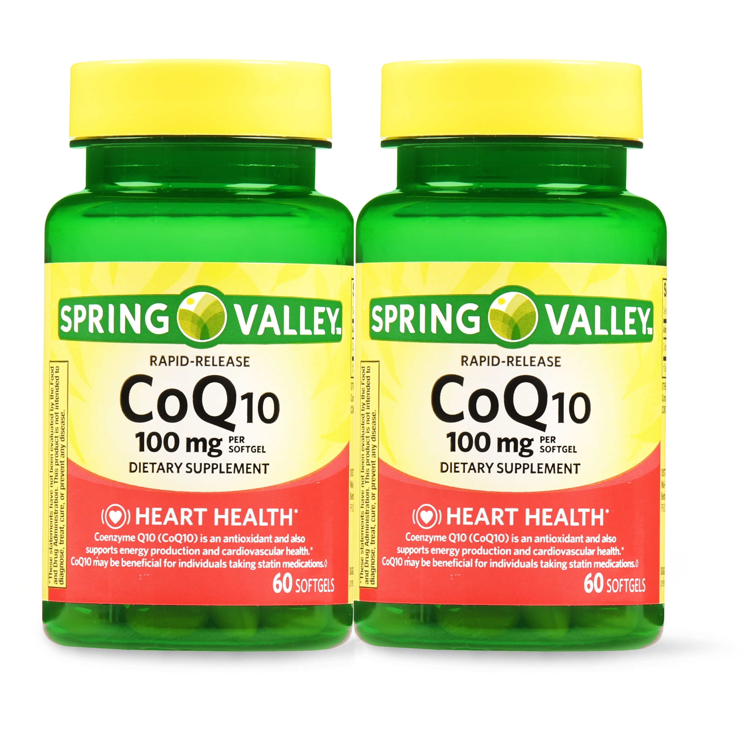 Spring Valley CoQ10 Rapid Release Softgels, 100 mg, 60 Count, 2 Pack - Coq10 Vs Fish Oil For Cholesterol
