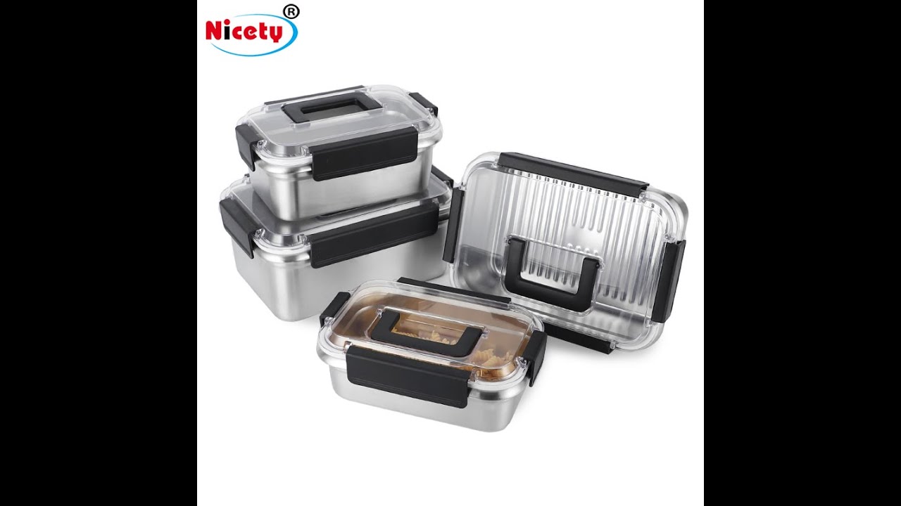 Stainless steel 304 large capacity food container with transparent lid - Stainless Steel Food Containers With Silicone Lids