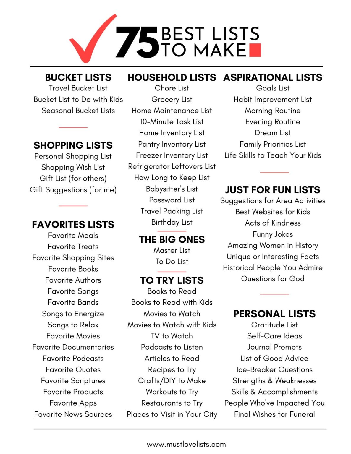The 75 Best Lists to Make (to Organize Everything) - Must Love Lists - List Of Neurotransmitters And Their Functions Pdf