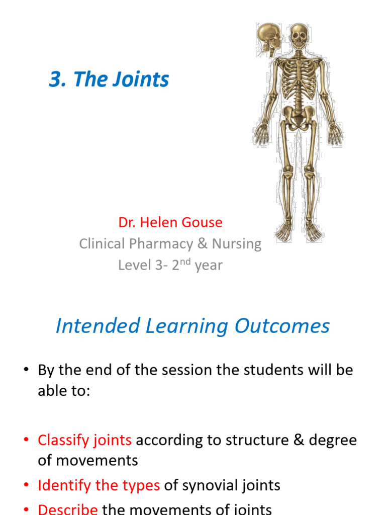 The Joints | PDF | Anatomical Terms Of Motion | Joint - Fixation Of A Joint Medical Term