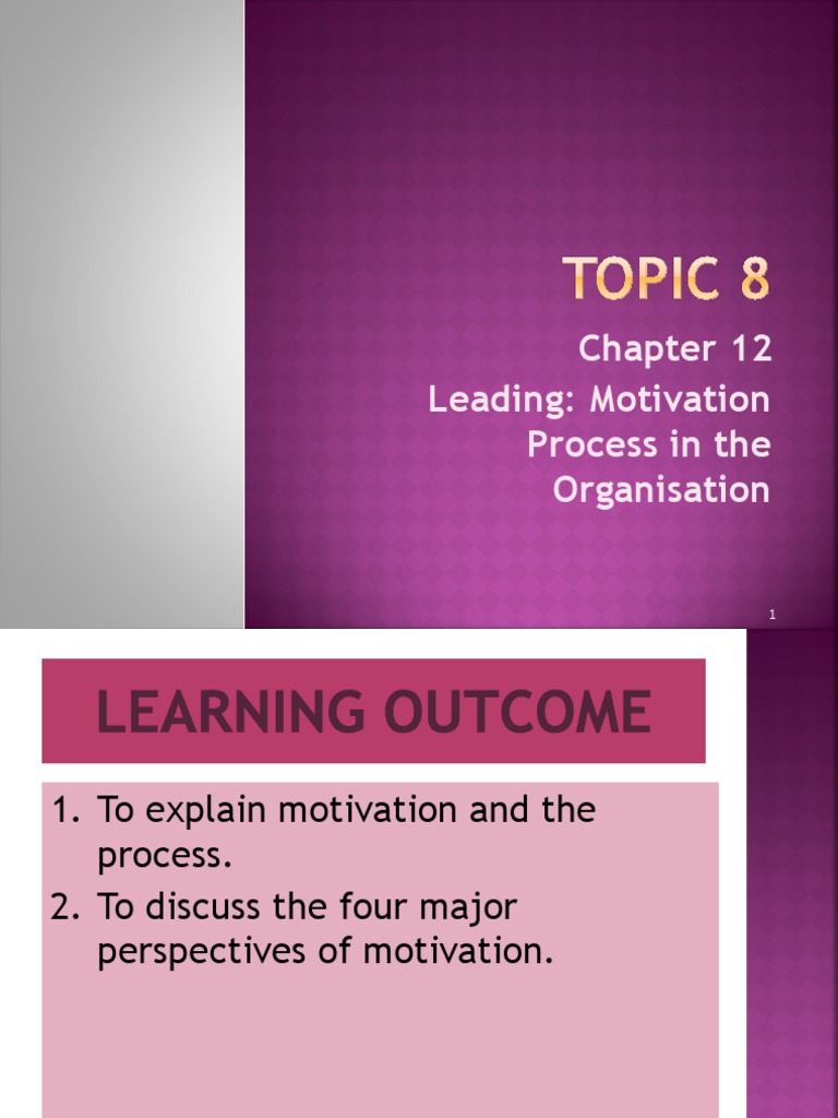Topic 8-Chapter 12-Motivating Employees Achieving Superior Performance - Highlighting Superior Performance Is An Opportunity