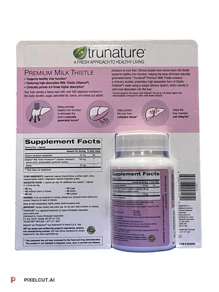 trunature Premium Milk Thistle 160 mg., 120 Vegetarian Capsules | eBay - Trunature Premium Milk Thistle 160 Mg 120 Vegetarian Capsules