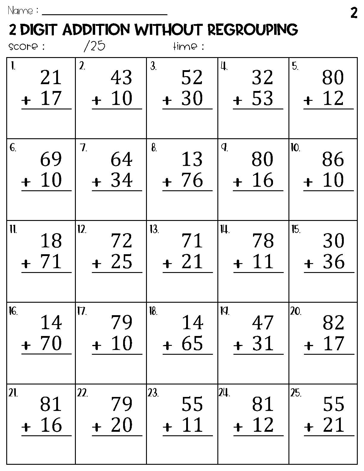 Two Digit Addition Without Regrouping Worksheets - Etsy - Addition Financial Credit Union - East Orlando