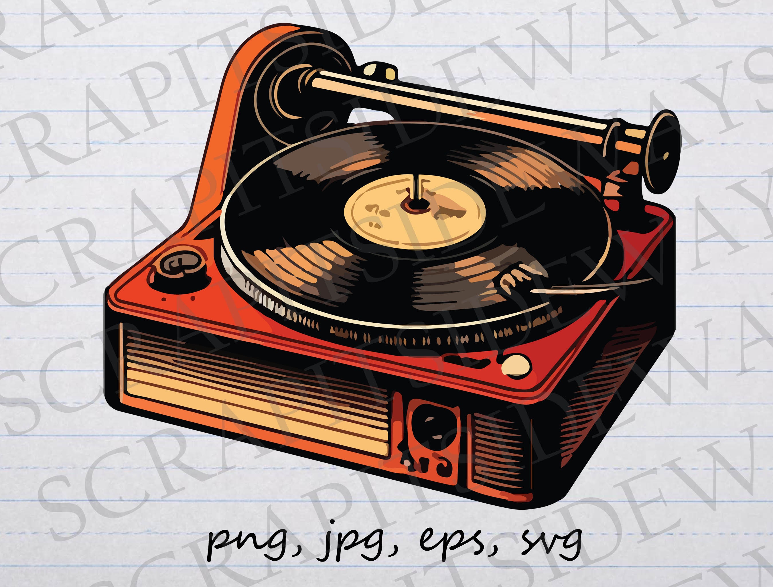 Vintage Record Player Clipart Vector Graphic Svg Png Jpg Eps - Etsy - How To Record On Xumo On Smart Tv
