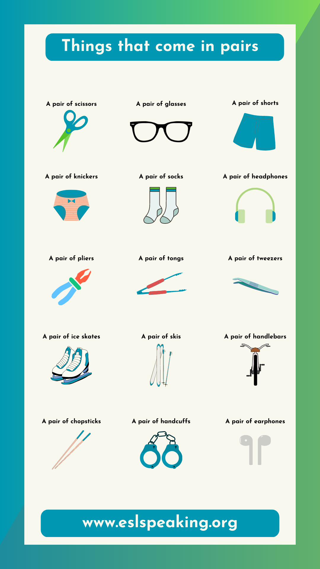 What Comes in Pairs? List in English of Things that Come in Pairs - How To Pair Jlab Earbuds Together