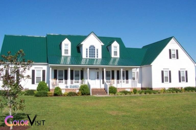 White House With Green Metal Roof