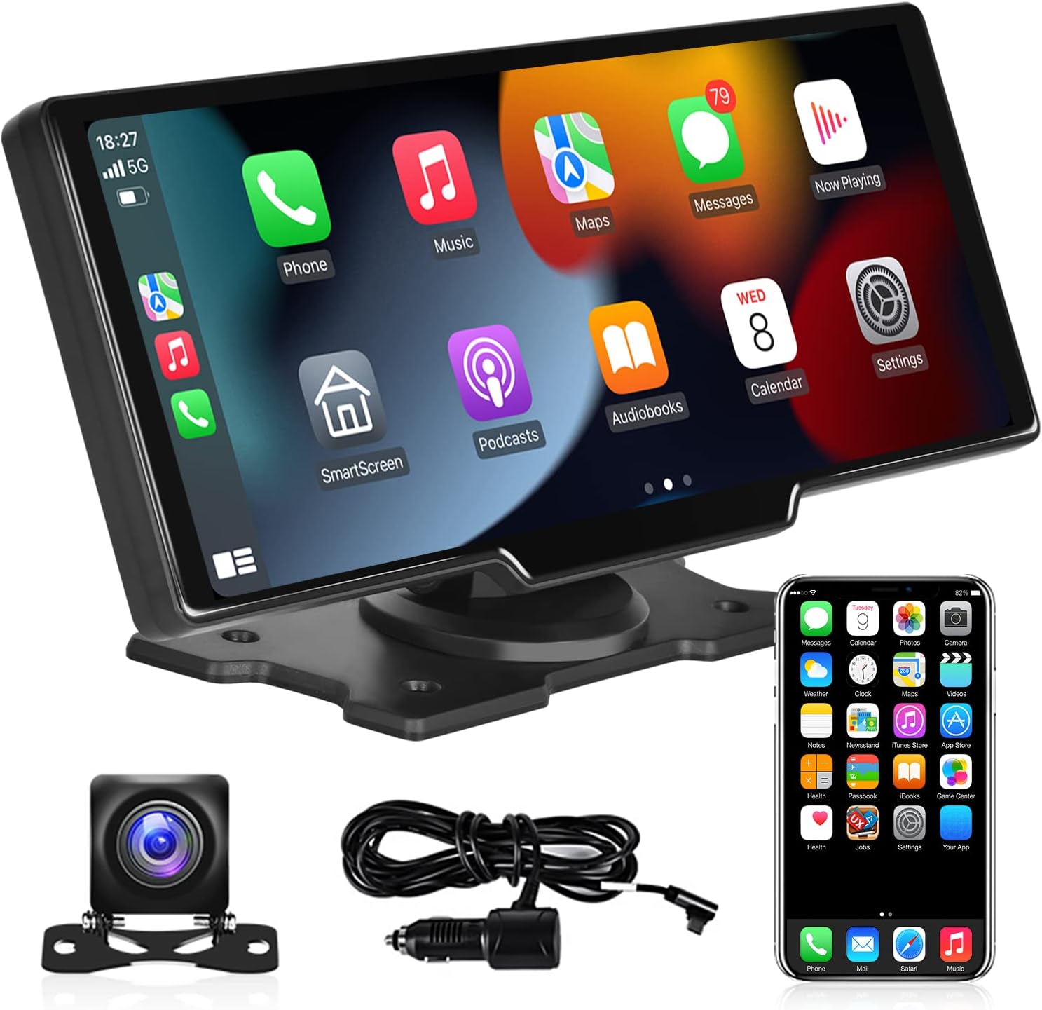 Wireless Carplay & Wireless Android Auto, Hikity Portable Car Stereo - Portable Fans That Cool Like Air Conditioners