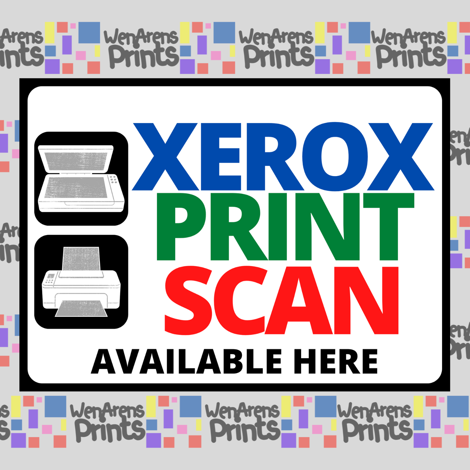 Xerox Print Scan Available here Laminated PVC Waterproof Sticker Sign - Print Reading For Industry Review Activity 10 1